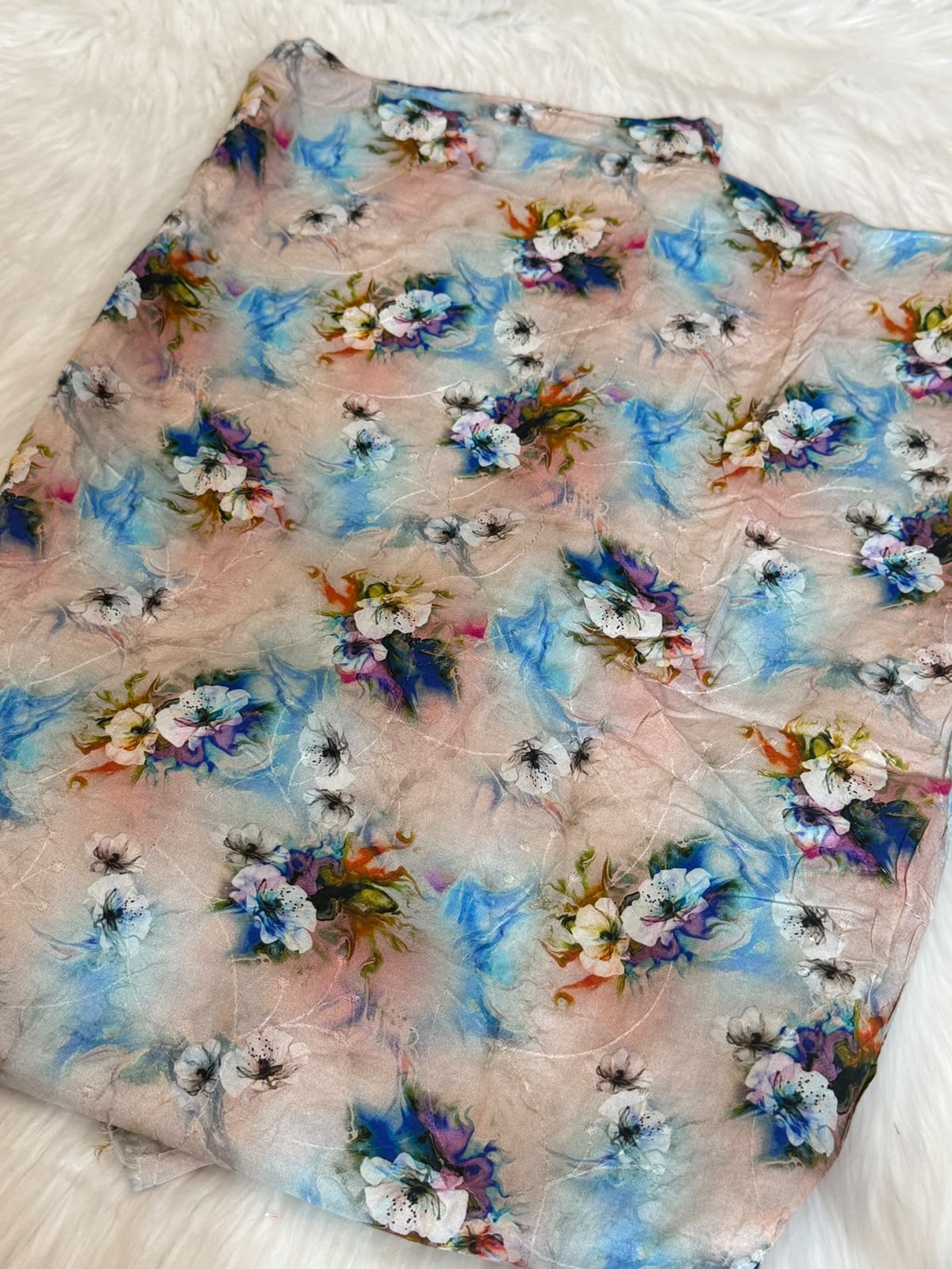 Printed embroidered linen 2-Piece Suit