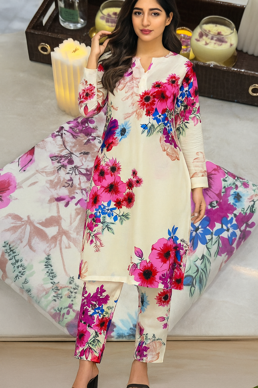 2pc unstiched Lilen Suit