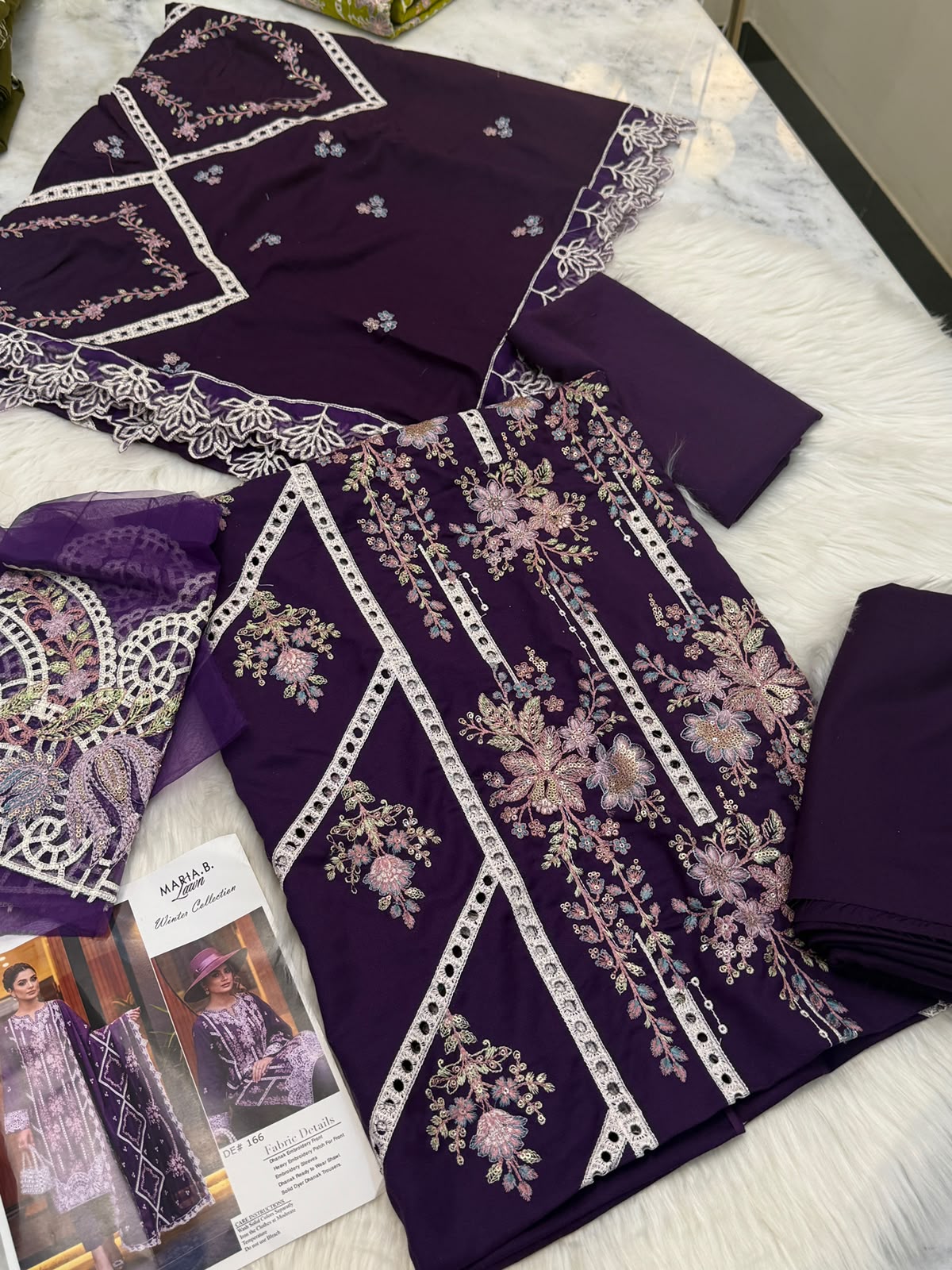 Luxury Dhanak M.B Embroidered 3PC Suit