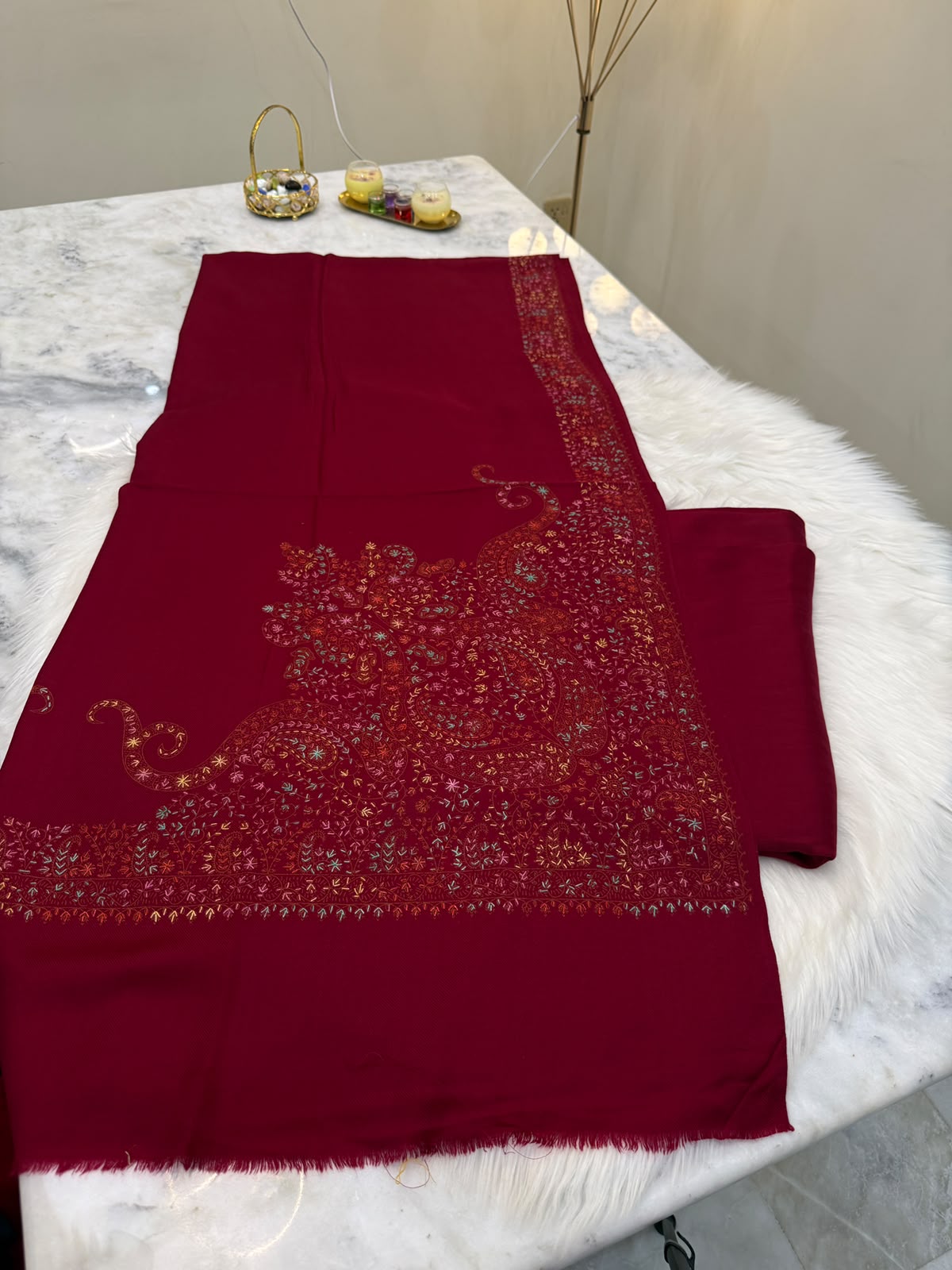 Pashmina Kacha Tanka Maroon 3PC
