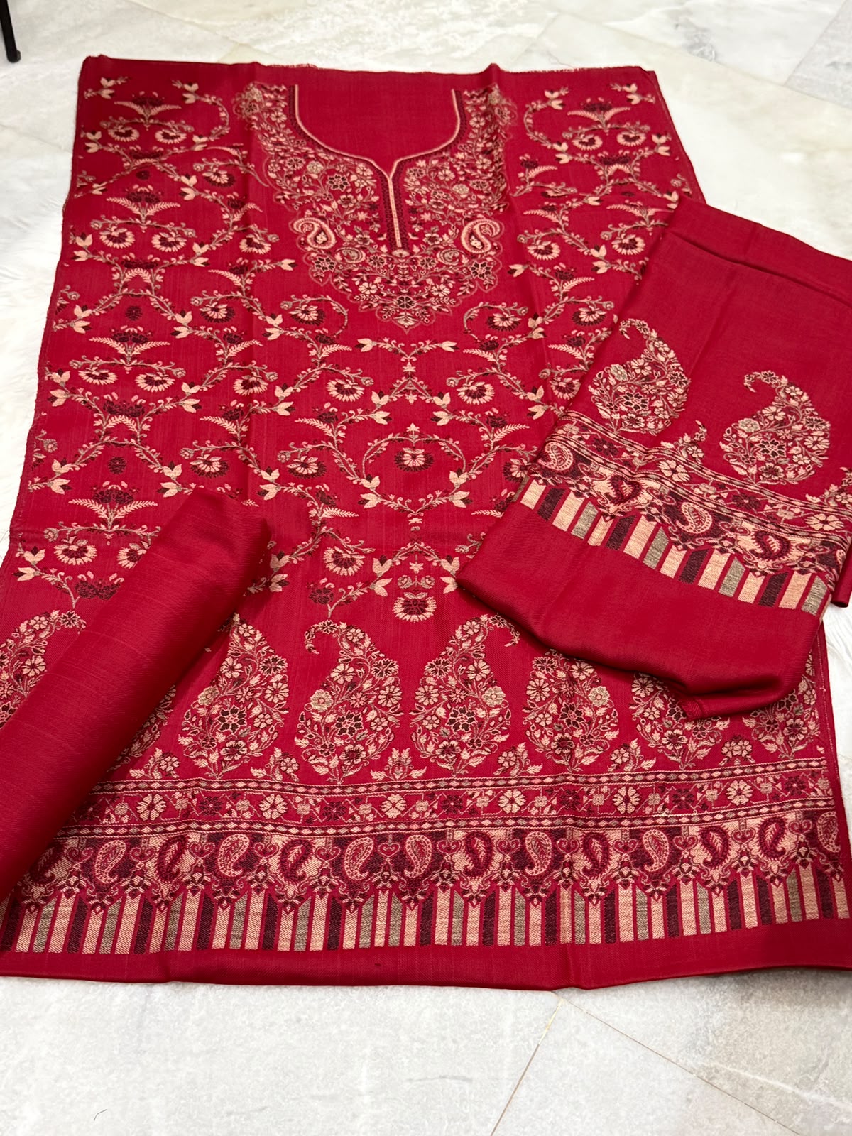 3PC Kani Pashmina Shawl self Pashmina Suit