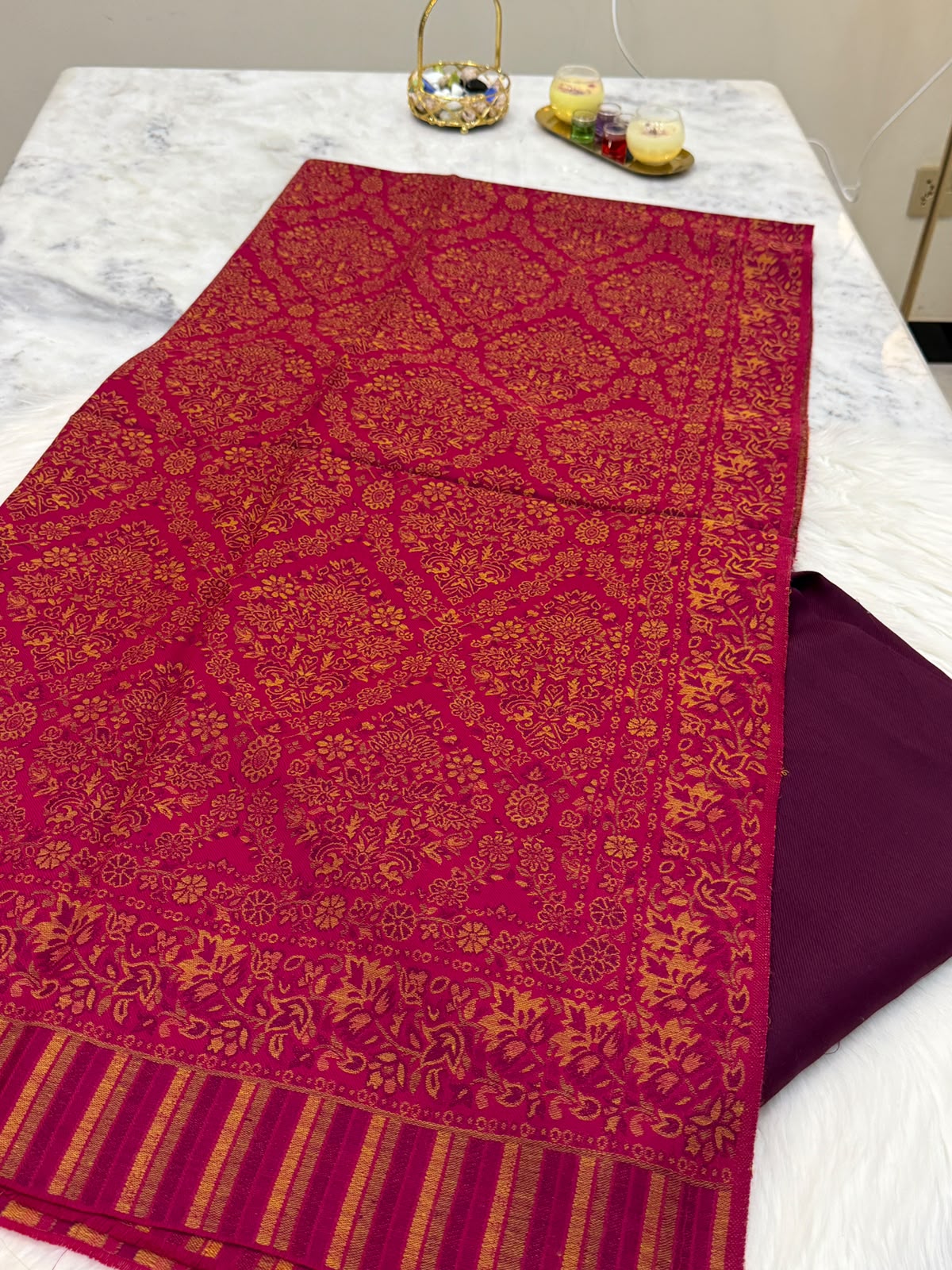 3PC Kani Pashmina Shawl & Plain Pashmina Suit