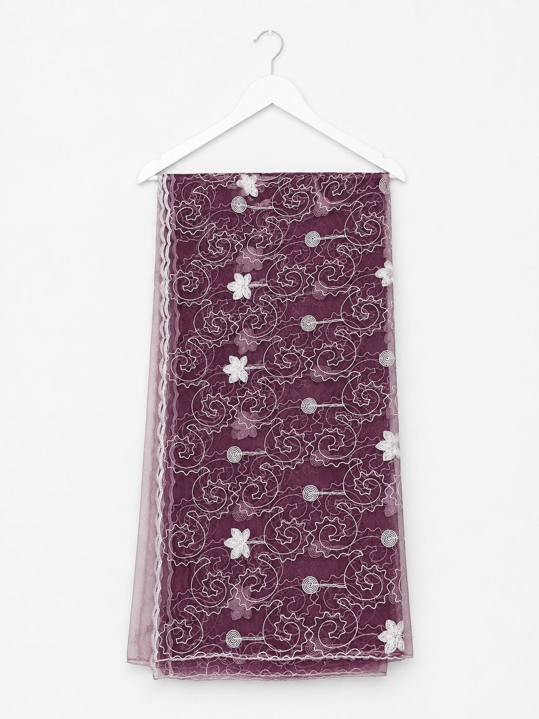 Embroidered net dupatta