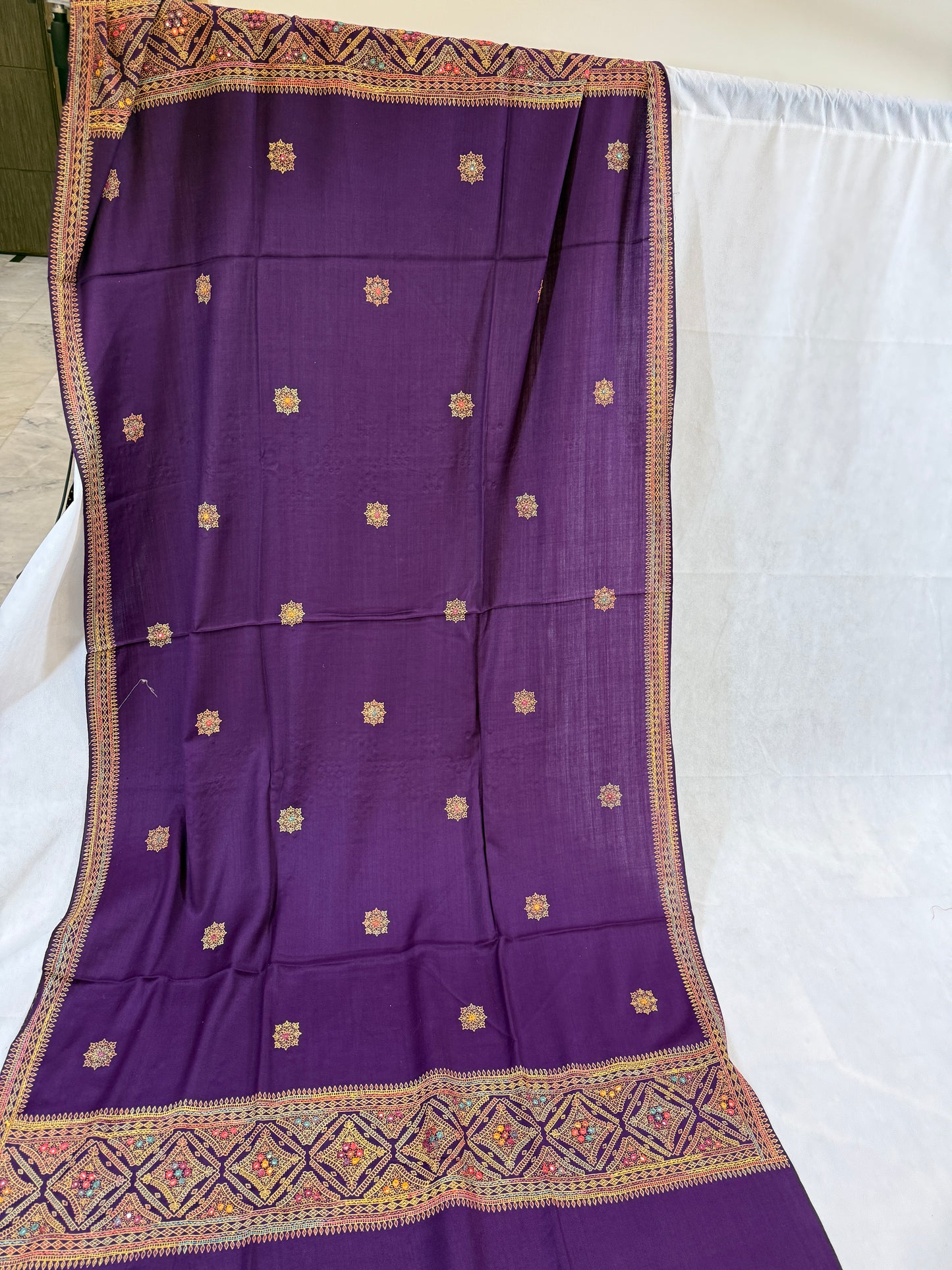 Pashmina big size shawl Mirror work