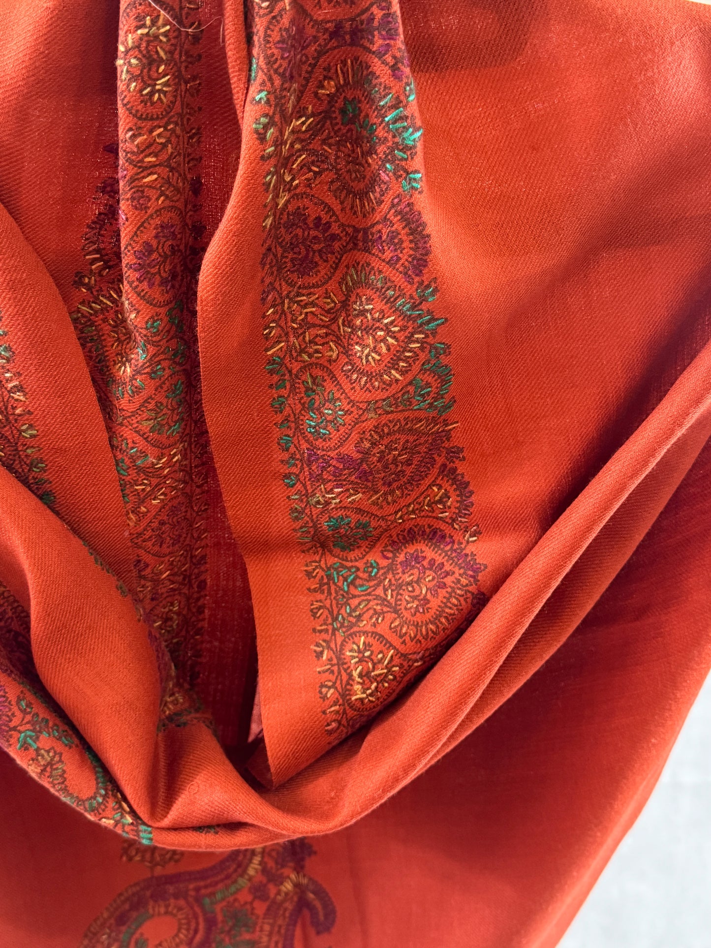 Embroidered mini pashmina shawl