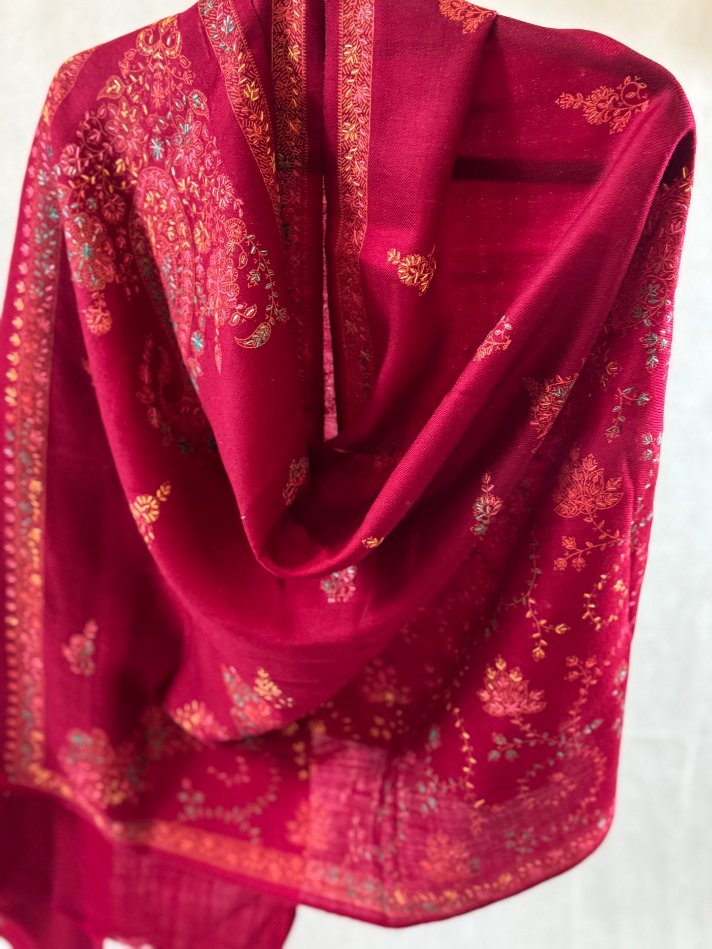 Embroidered mini pashmina shawl