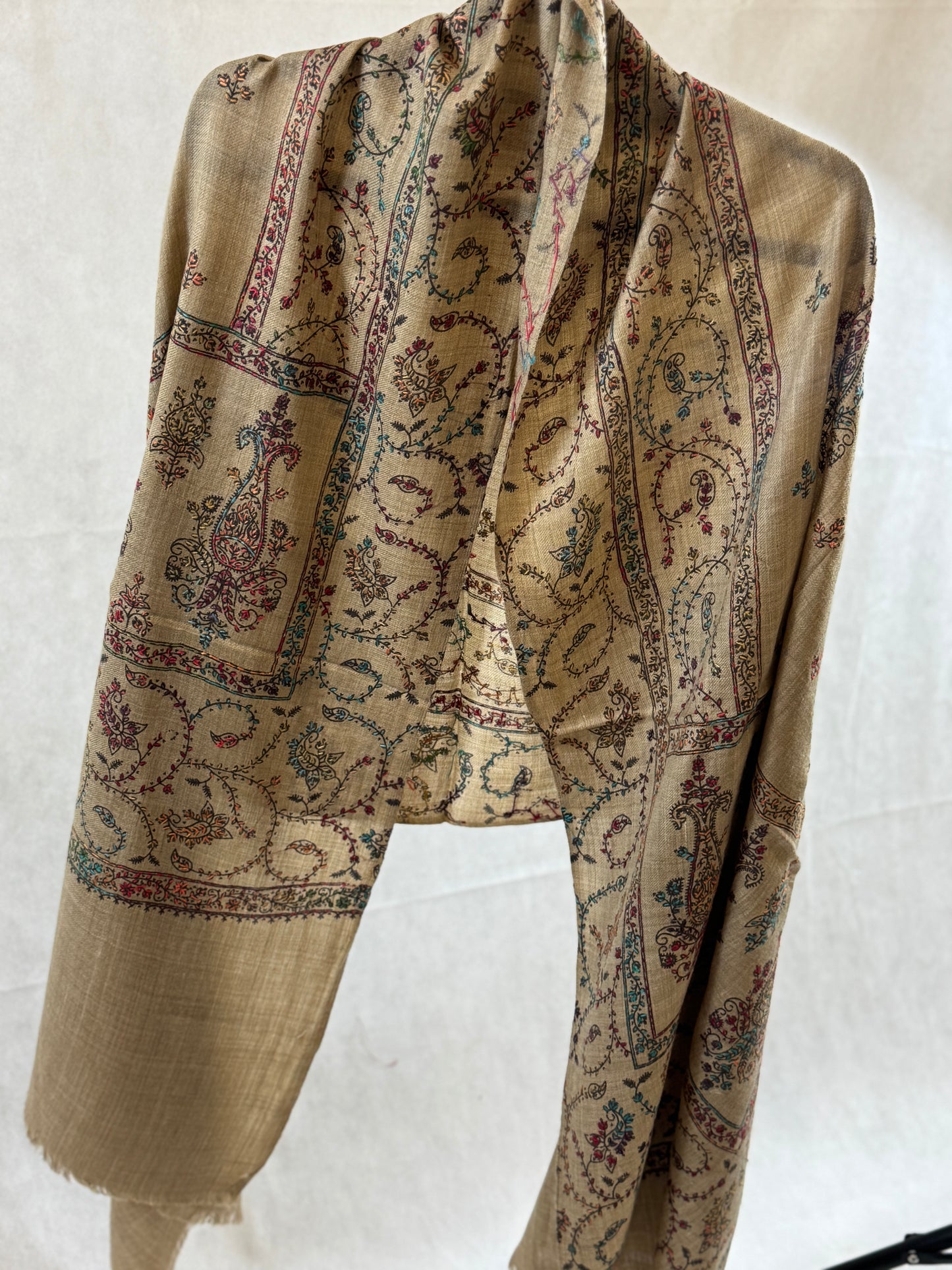 Embroidered mini pashmina shawl