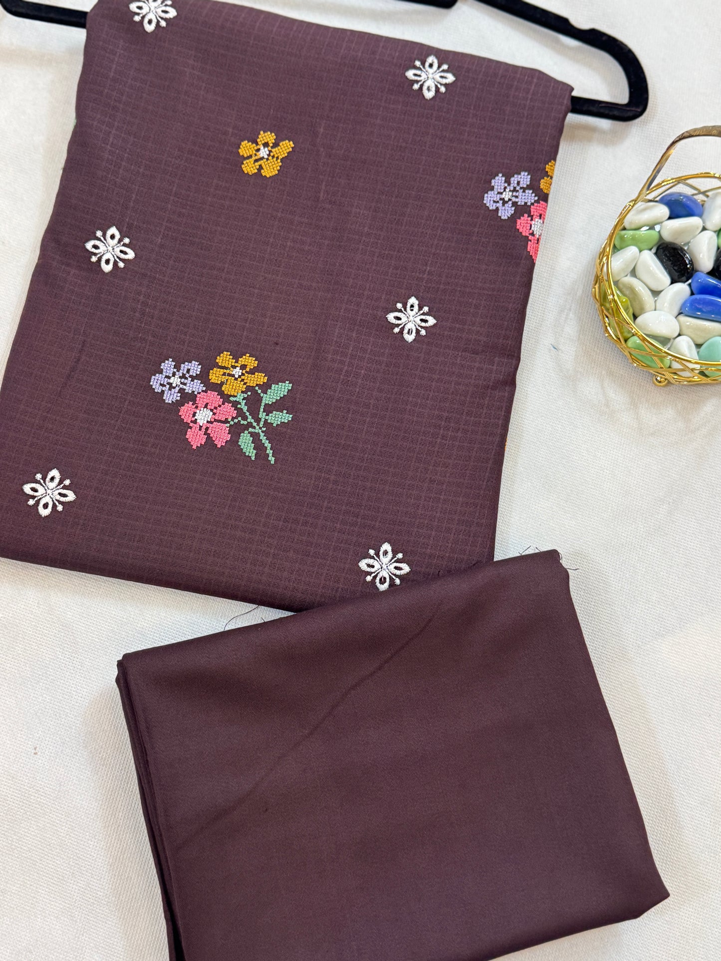 Embroidered Dhank two pc