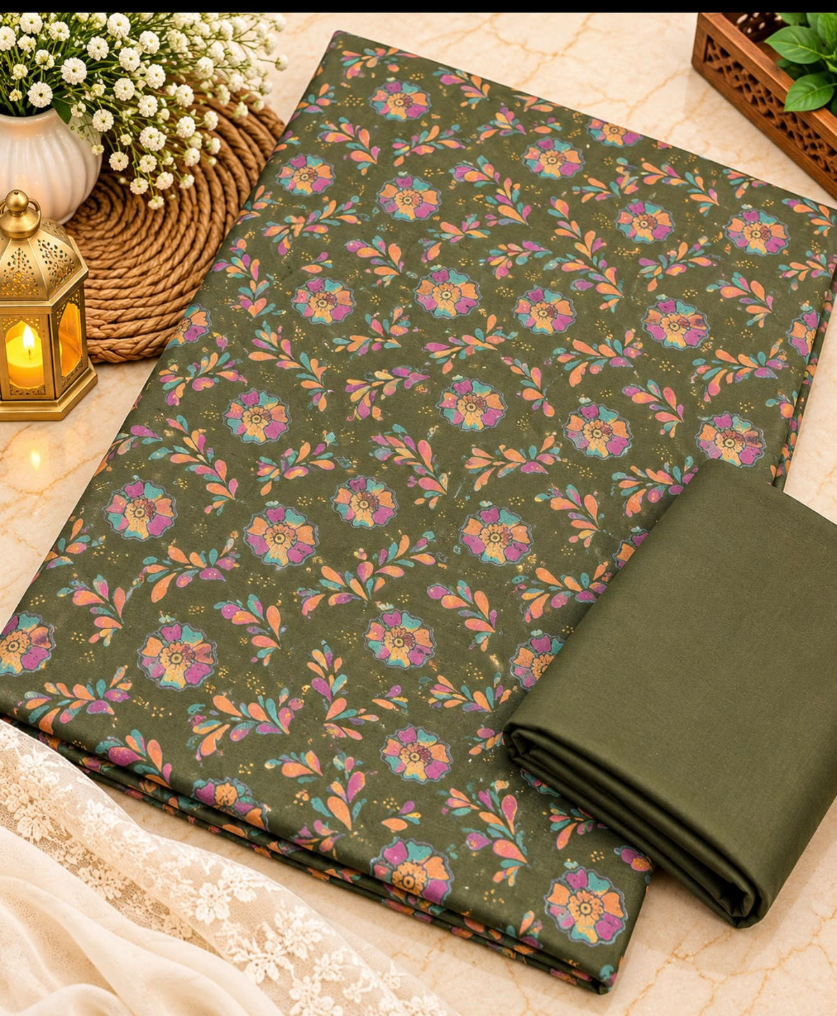 Printed Dhanak 2-Piece Suit