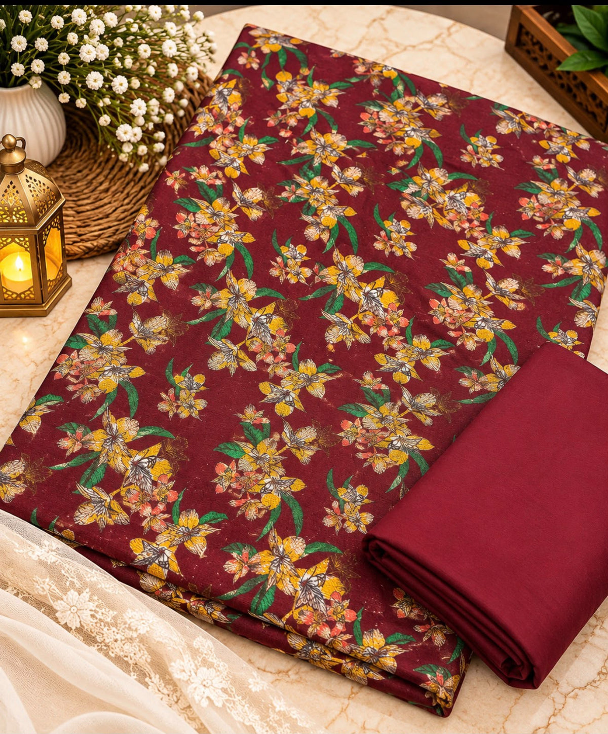 Printed Dhanak 2-Piece Suit