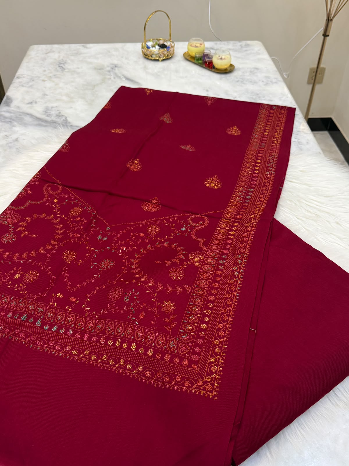 Pashmina Kacha Tanka Maroon 3PC