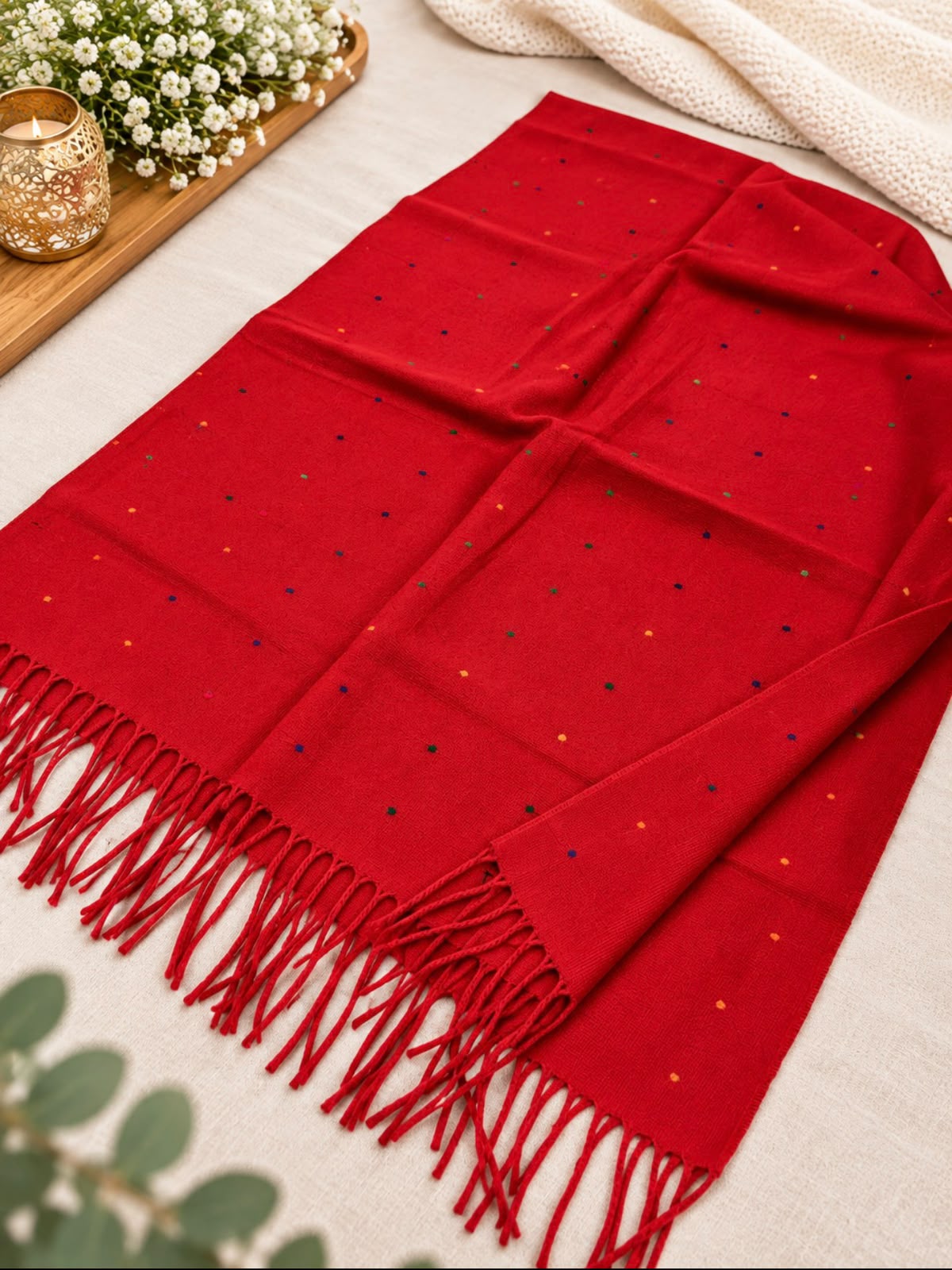 Dot mini wool shawl