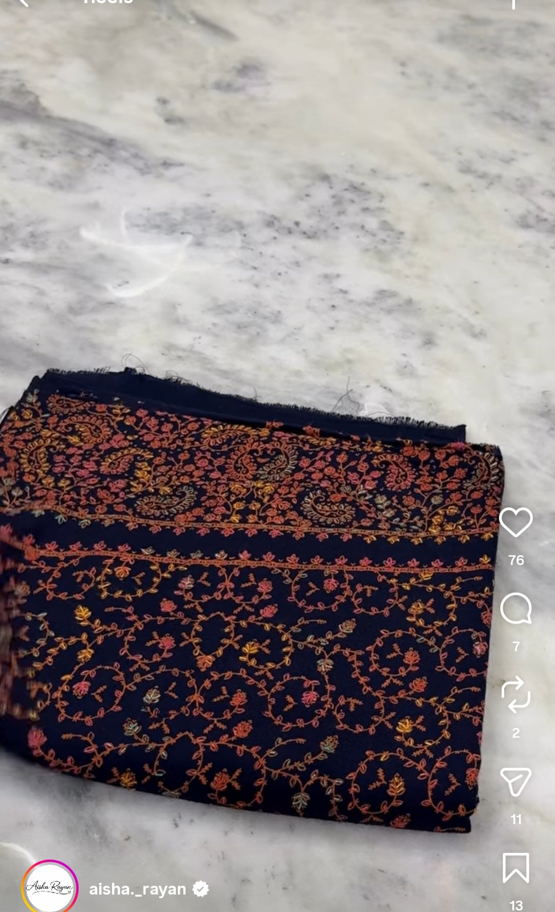 Pashmina wool Taj Three navy blue Pc suit