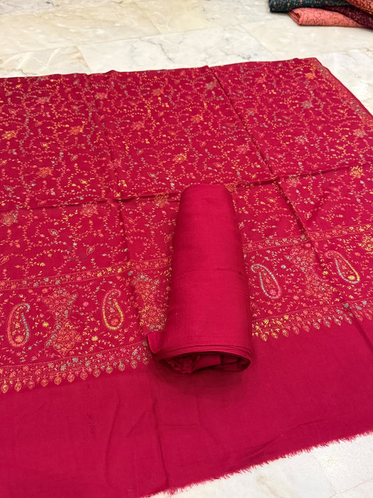 Pashmina Kacha Tanka redish maroon 3PC