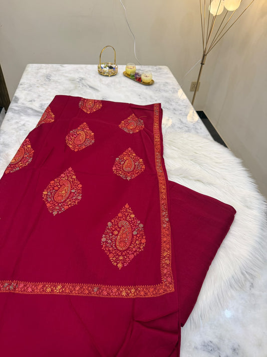 Pashmina Kacha Tanka Maroon  3PC