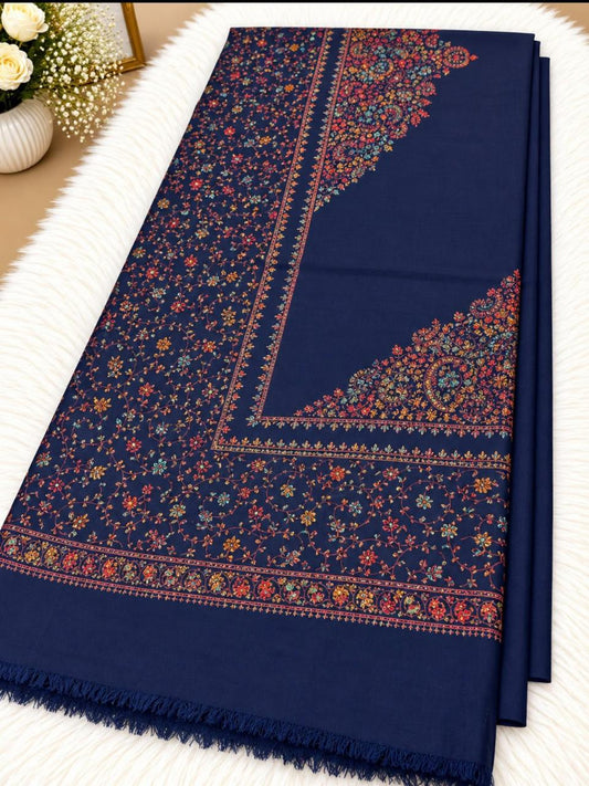 Pashmina Kacha Taj Tanka navy Blue 3PC