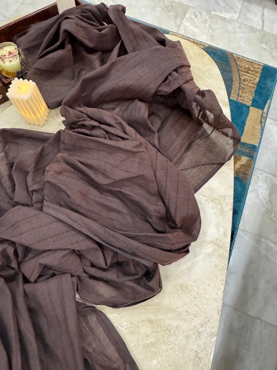 Deep Brown Textured Cotton Dupatta
