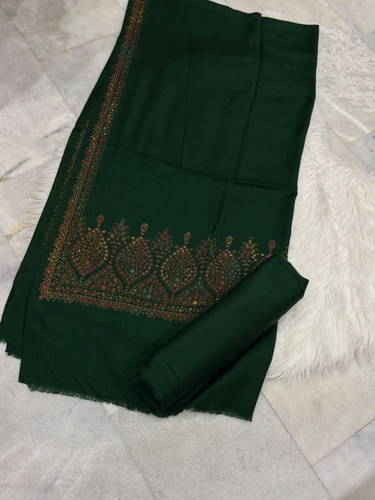 Pashmina Kacha Tanka bottle green 3PC