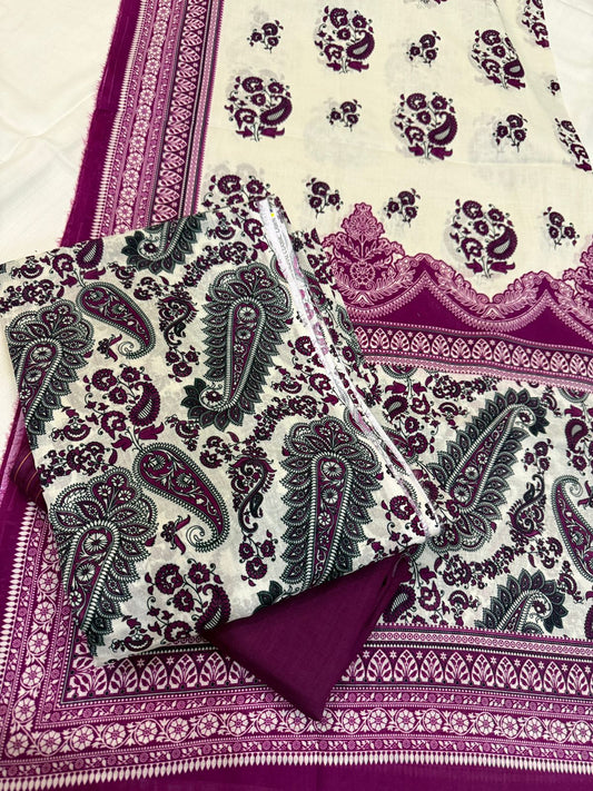 3 PC. LAWN UNSTITCHED SUIT