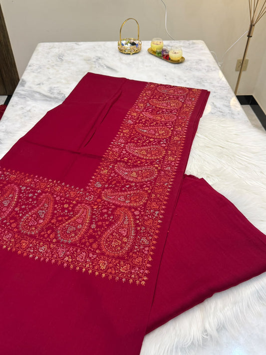 Pashmina Kacha Tanka maroon 3PC