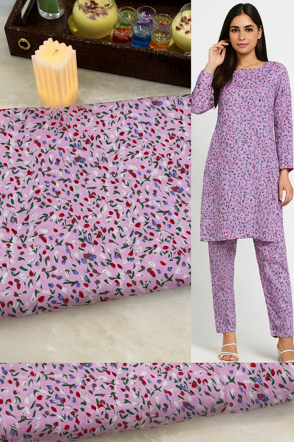 UNSTICHED 2pc SUIT Lilen Fabric
