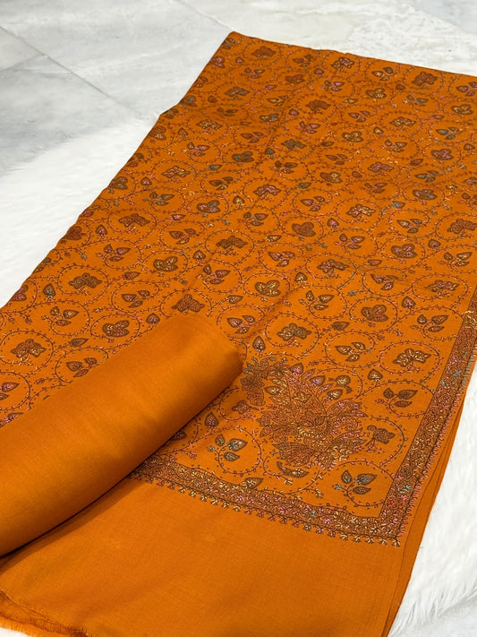Pashmina Kacha Tanka jal design rust 3PC