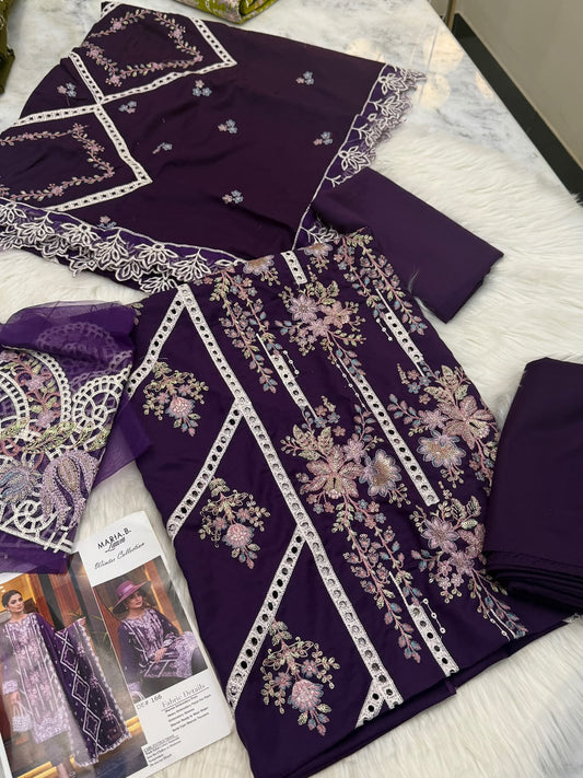Luxury Dhanak M.B Embroidered 3PC Suit