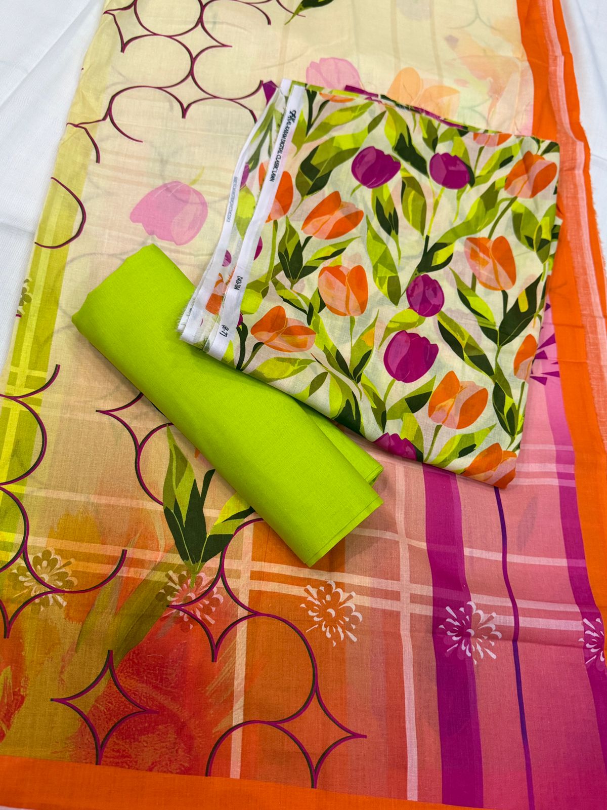 3 PC. LAWN UNSTITCHED SUIT