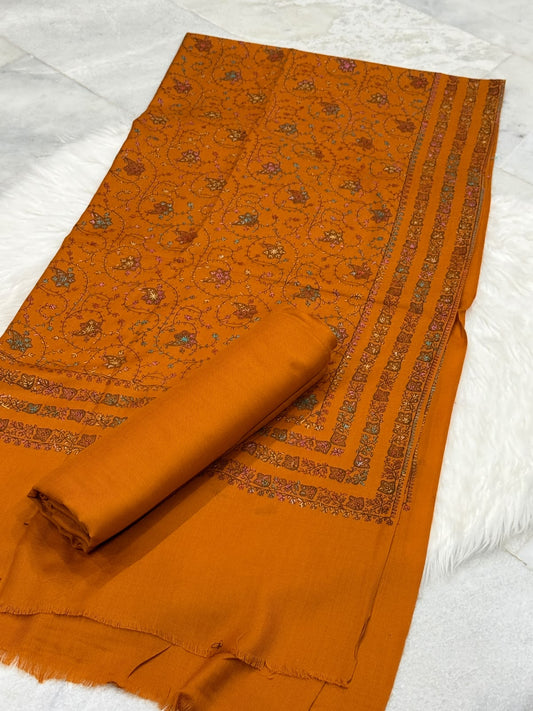 Pashmina Kacha Tanka jal design rust 3PC