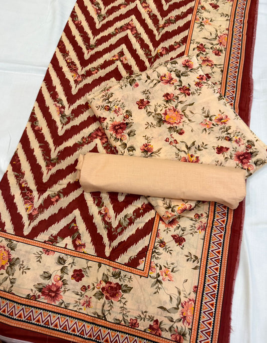 3 PC. LAWN UNSTITCHED SUIT