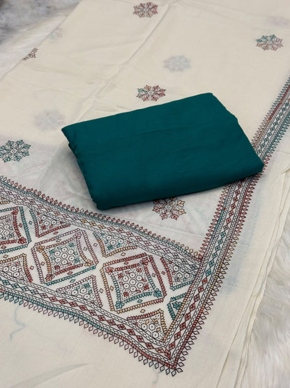3PC Dhanak Suit with Hand-Embroidered Pashmina Shawl