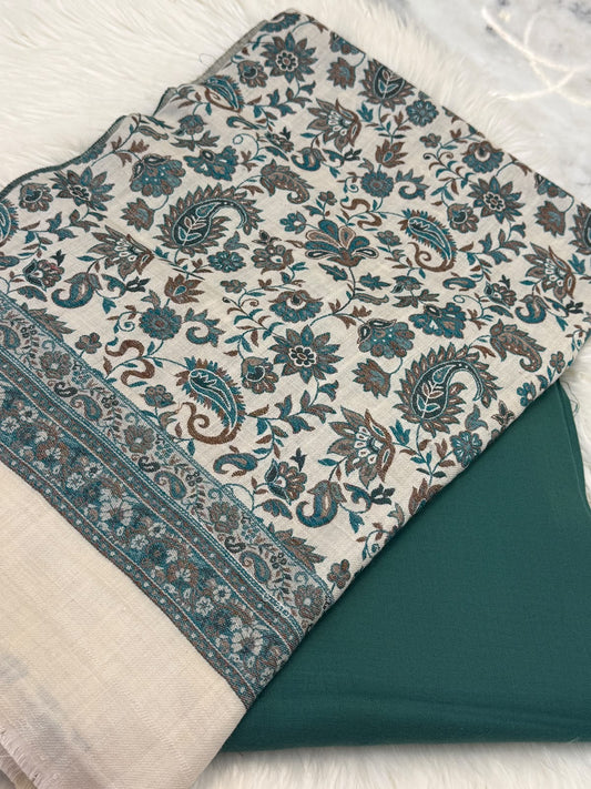 3PC Kani Pashmina Shawl &amp; Plain Pashmina Suit