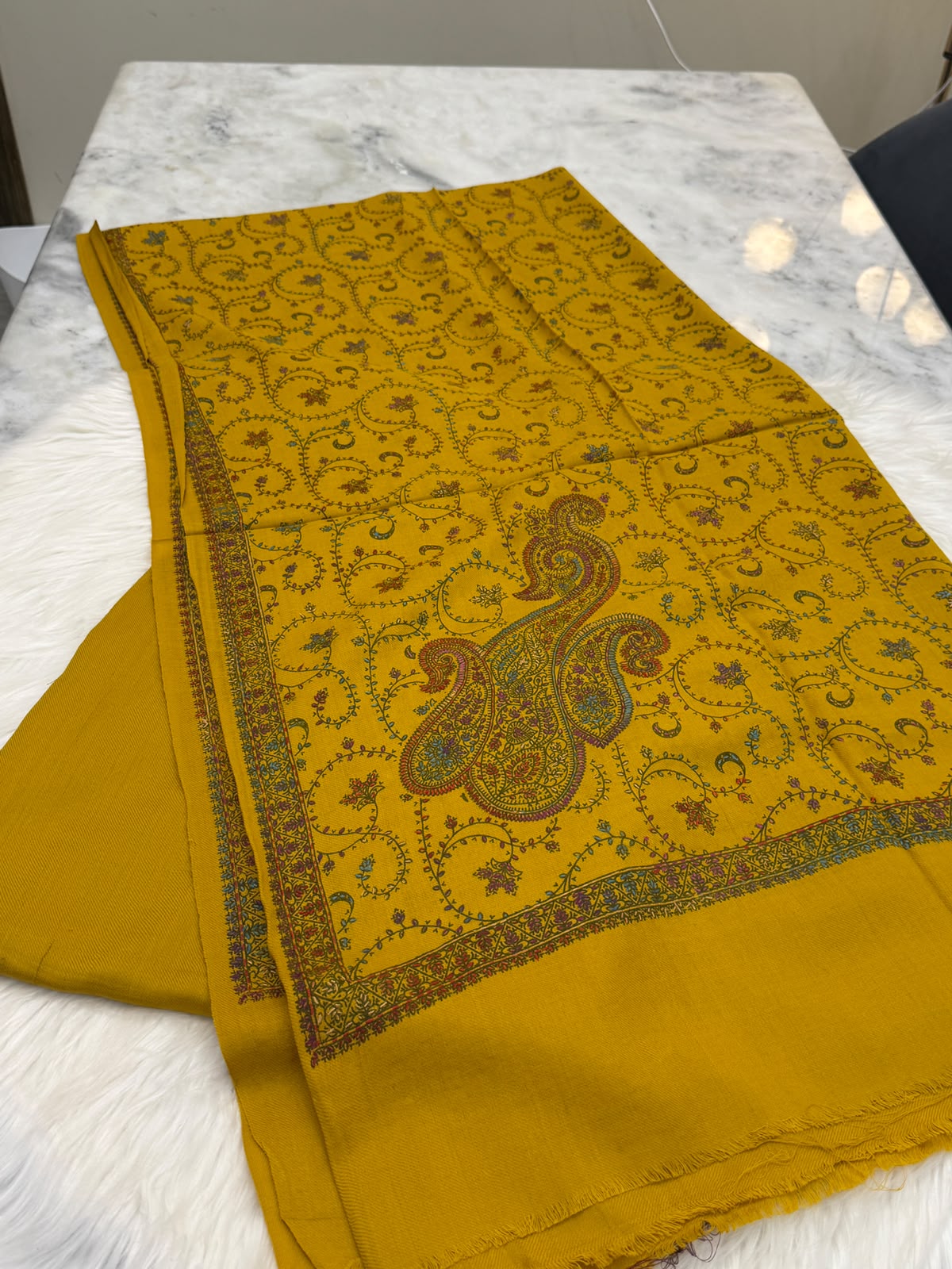 Pashmina Kacha Tanka musturd  2PC