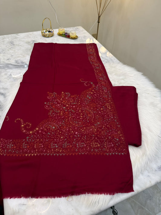 Pashmina Kacha Tanka Maroon  3PC