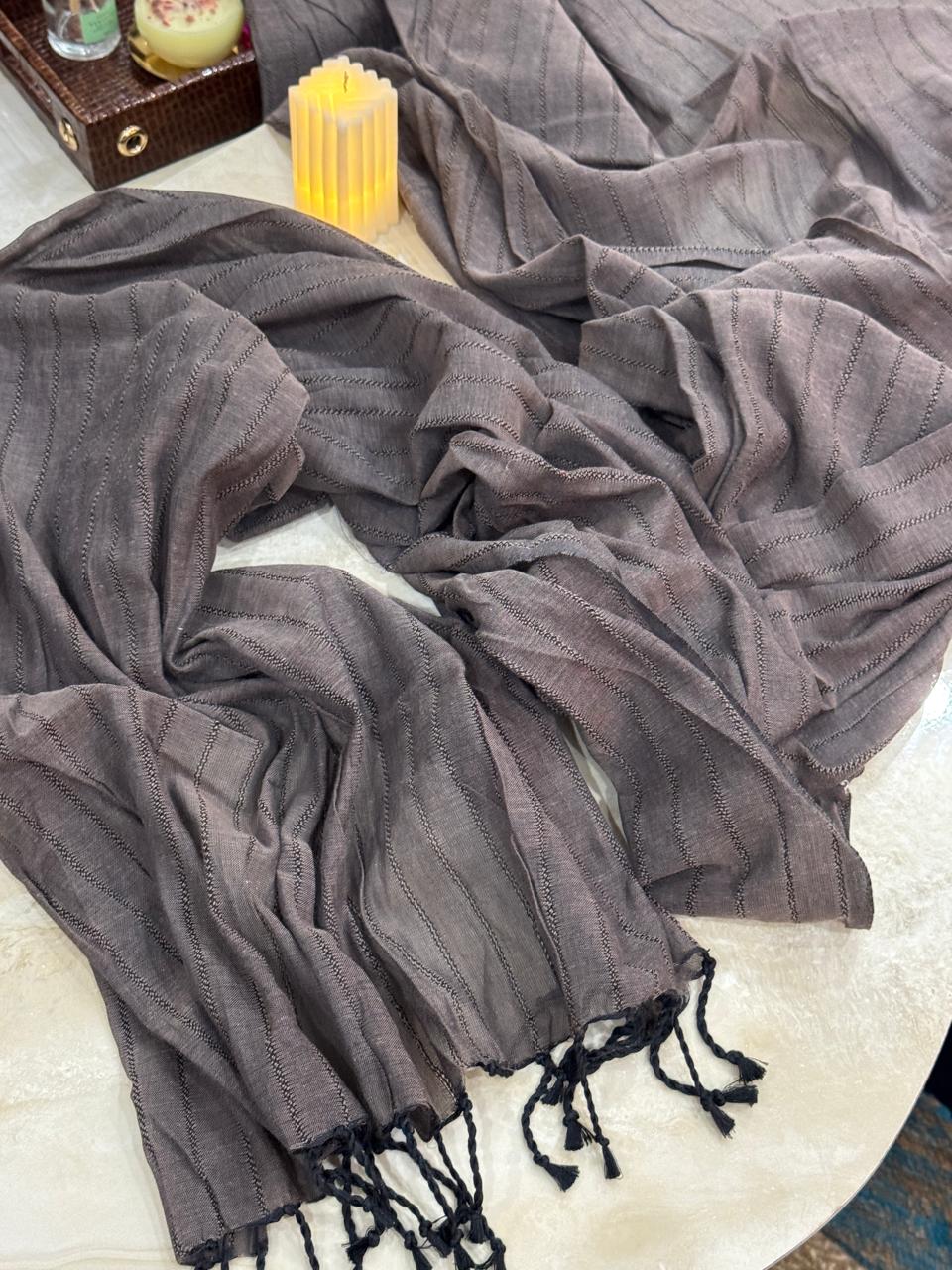 Charcoal Grey Dupatta with Subtle Threadwork