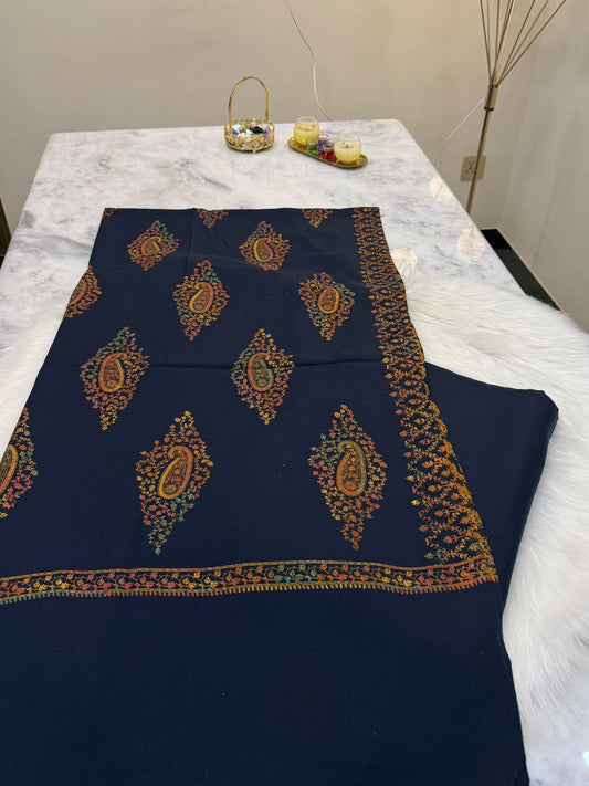 Pashmina Kacha Tanka navy blue 3PC