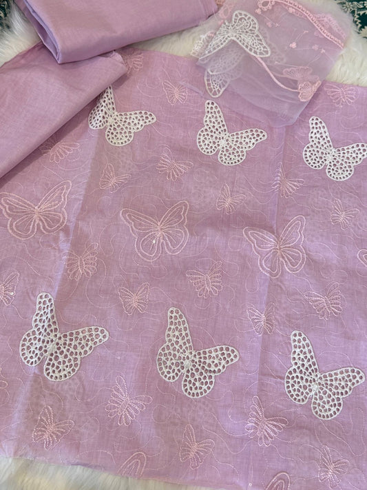 2pc embroidered butterfly