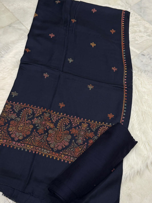 Pashmina Kacha Tanka navy blue  3PC