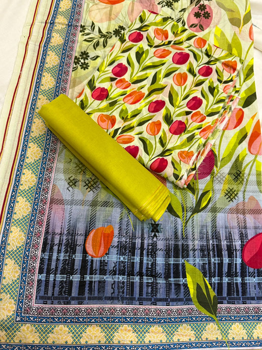 3 PC. LAWN UNSTITCHED SUIT