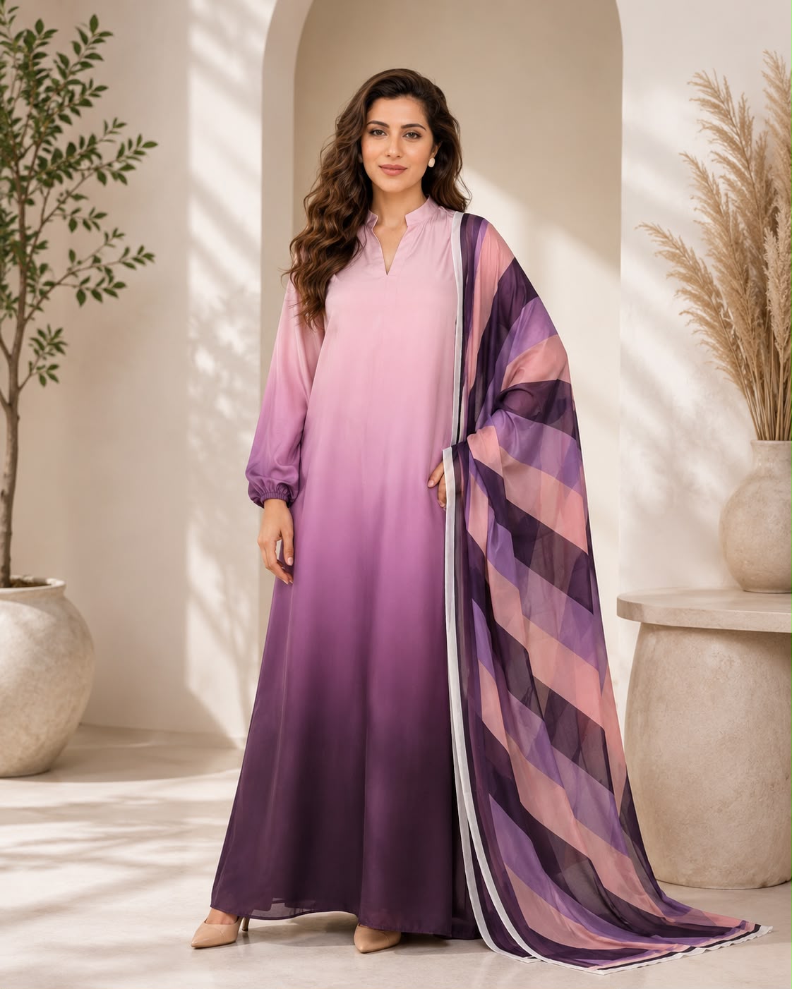 elegant Unstitched Kaftan Set