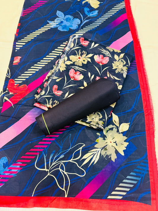 3 PC. LAWN UNSTITCHED SUIT