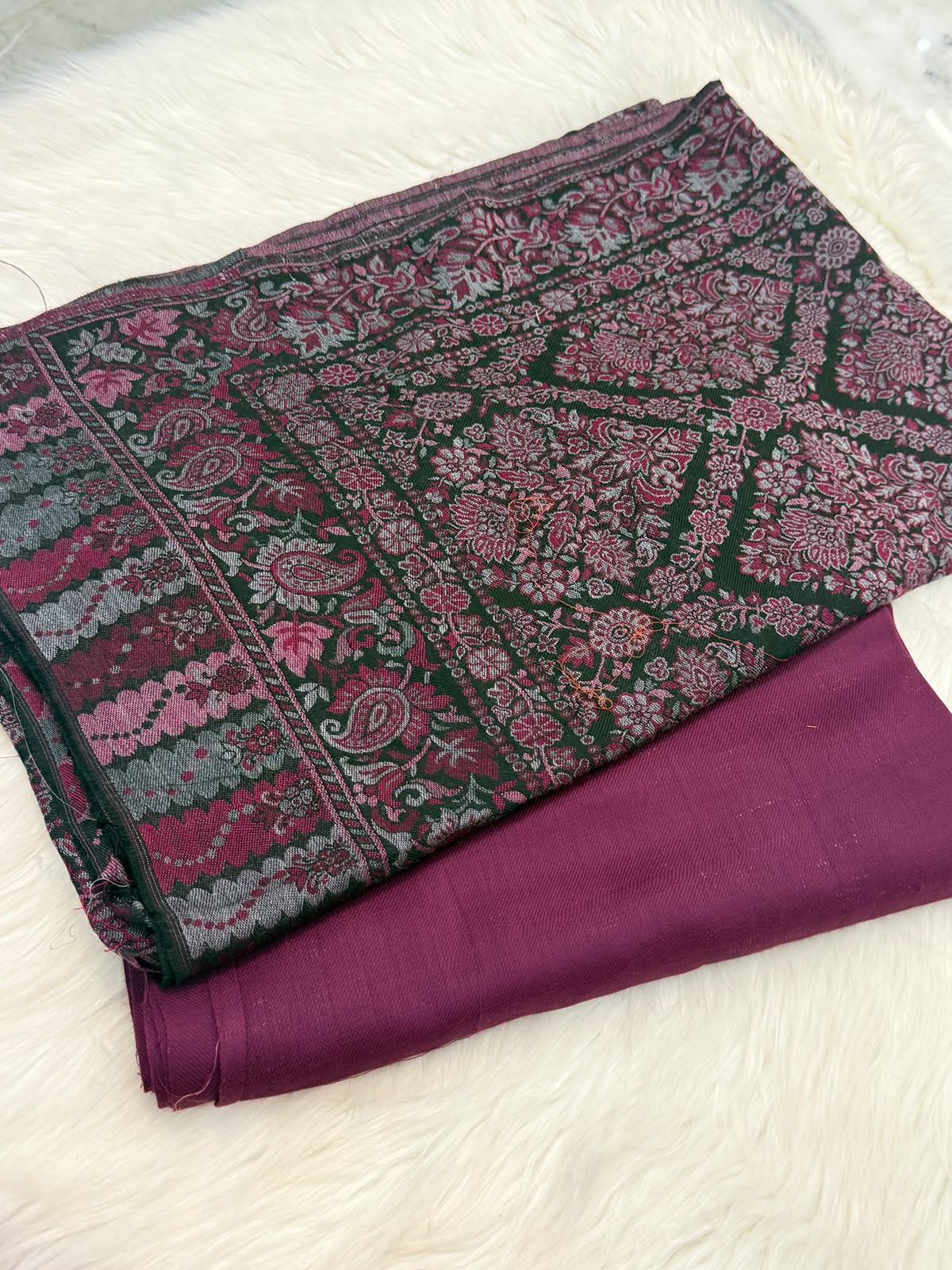 3PC Kani Pashmina Shawl &amp; Plain Pashmina Suit