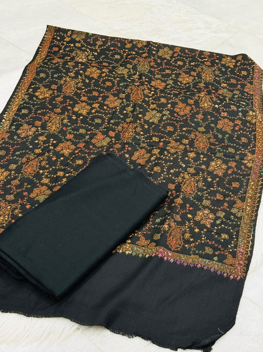 Pashmina wool Kacha Tanka 3PC with mini shawl