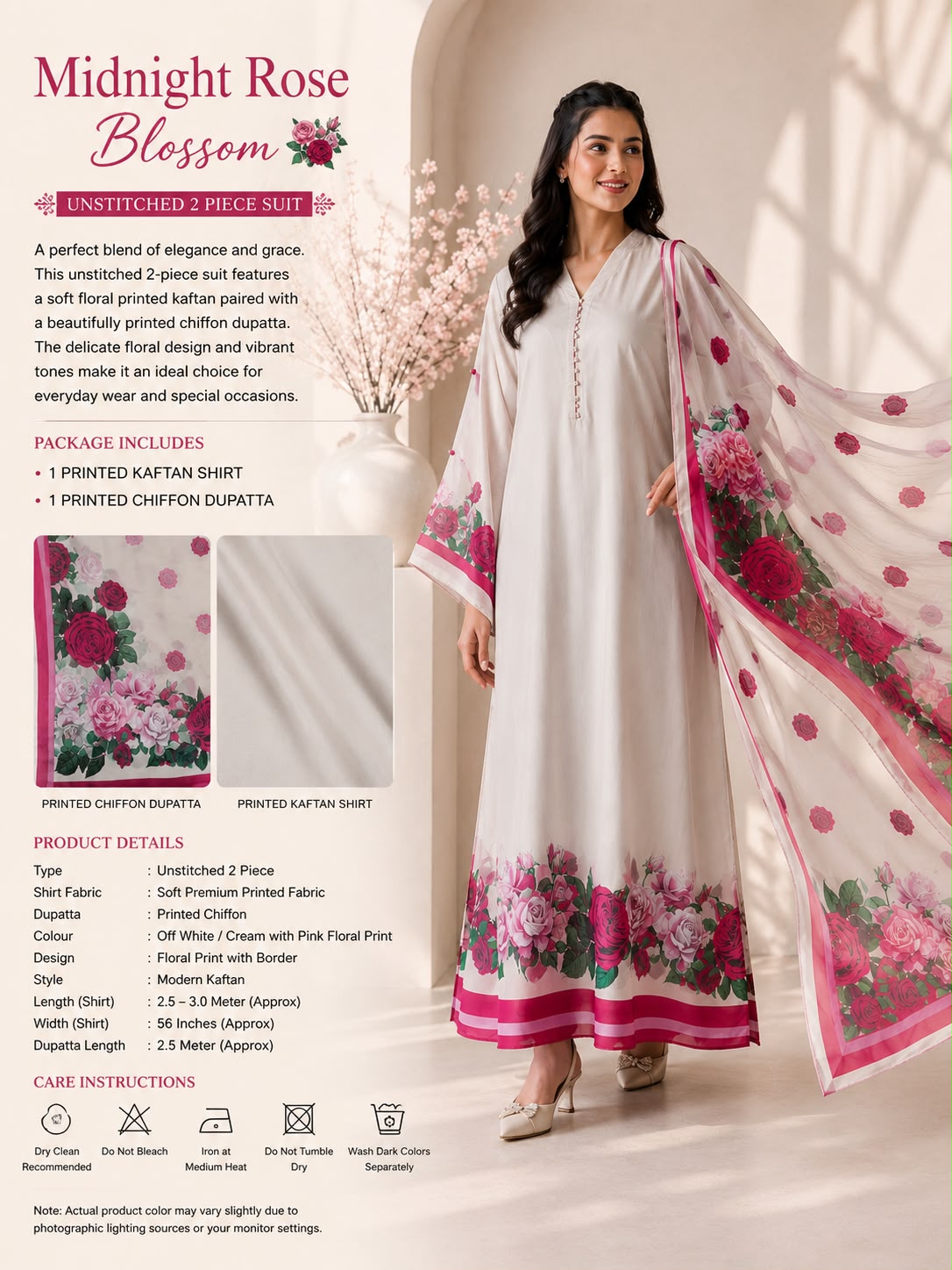 Rose Petal Elegance Kaftan