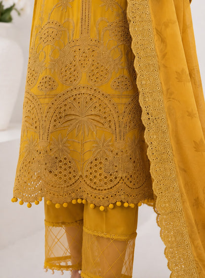 Golden Bloom – 3 Piece Embroidered Suit
