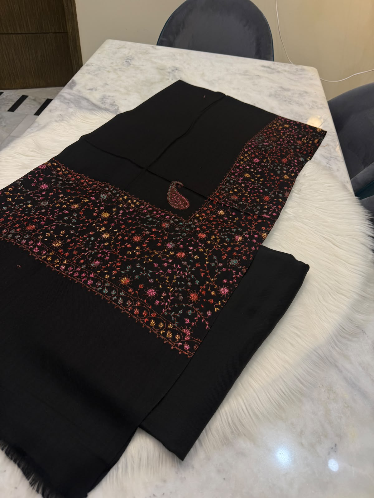 B.Pashmina Kacha Tanka Black  3PC