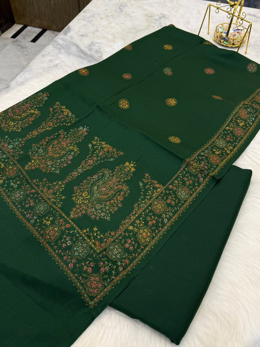 G.Pashmina Kacha Tanka bottle green 3PC