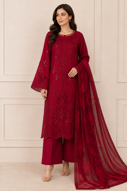 Maroon stitched 3PC