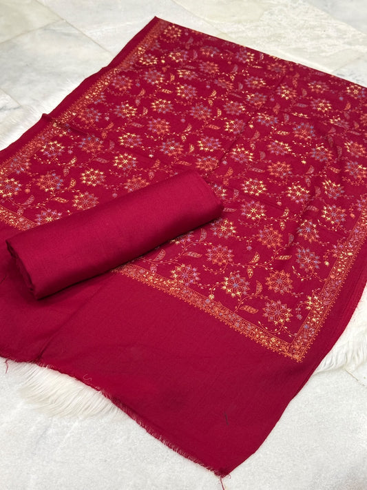 Pashmina wool Kacha Tanka 3PC with mini shawl