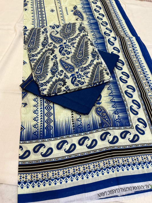 3 PC. LAWN UNSTITCHED SUIT